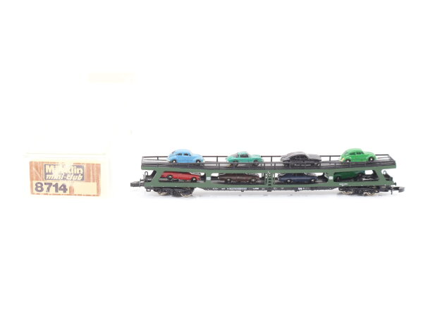 Märklin Spur Z 8714 Güterwagen Autotransportwagen DB beladen / 8 PKW gesupert