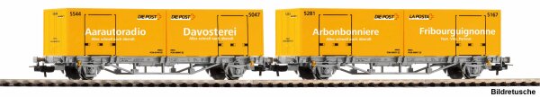 Piko H0 27748  2er Set Containertragwagen 2 x 20 WP Post-Container CH-AAE VI