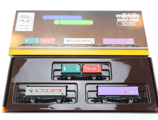 Märklin Z 82360 Güterwagen-Set 3-tlg. Containerwagen "25 Jahre Mini-Club" / OVP