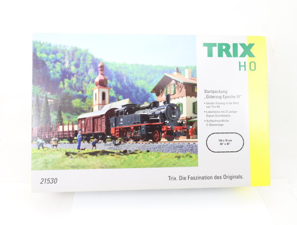 Trix H0 21530 Startset 26-tlg. "Güterzug Epoche III" mit Dampflok / DSS NEM OVP