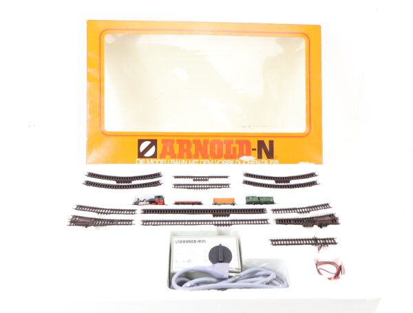 Arnold N 0107 Startset 24-tlg. Güterzug mit Gleismaterial und Trafo / OVP