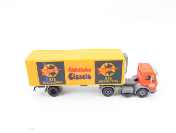 Spur H0 Modellauto LKW MB Kühl-Sattelzug "Schöller Eis Spezialitäten" 1:87