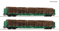 Roco H0 6600319 2er Set Rungenwagen Rnoos OnRail grün
