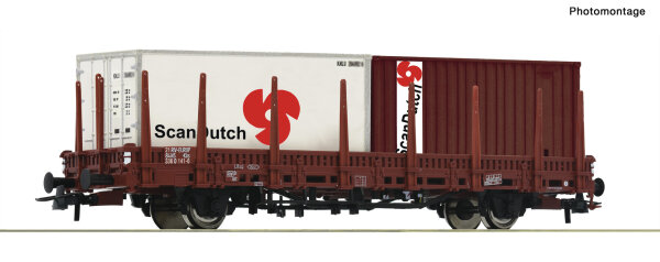 Roco H0 6600289 Rungenwagen Kbs NS + Container "Scan Dutch"