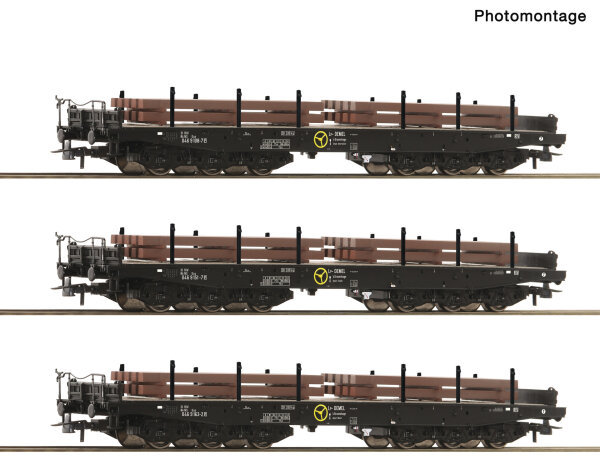 Roco H0 6600263 3er Set Schwerlastwagen NS+Brammen
