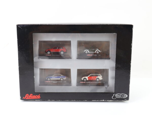 Schuco Metal H0 Modellauto-Set 4-tlg. Blaulicht Porsche Käfer MB E-Klasse 1:87