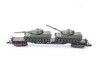 Fleischmann N 8286 Güterwagen Flachwagen Schwenkrungen + 2 Panzer 052-9 DB / OVP