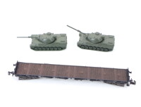 Fleischmann N 8286 Güterwagen Flachwagen Schwenkrungen + 2 Panzer 052-9 DB / OVP