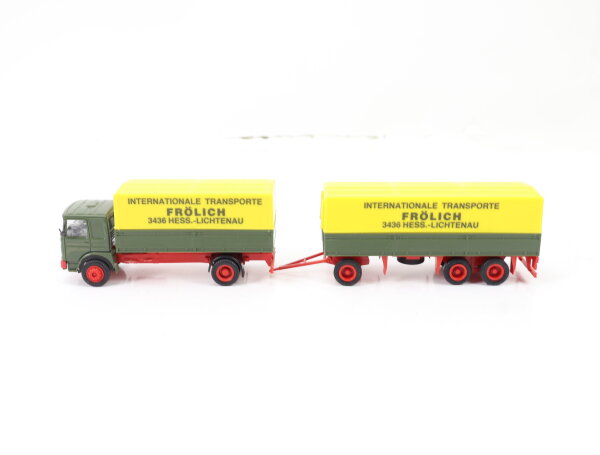 Herpa H0 818295 Modellauto LKW MAN  Hängerzug Pritsche/Plane "Frölich Transporte