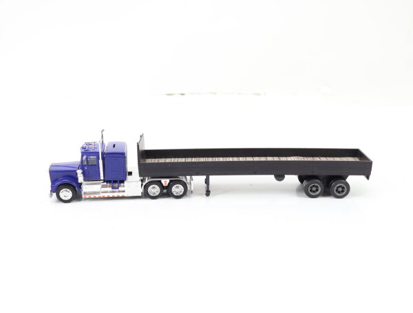 Herpa H0 Modellauto US LKW Kenworth Fladbed Pritschen-Sattelzug  blau 1:87