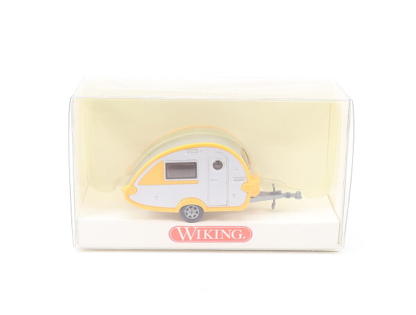 Wiking H0 092 40 28 Modellauto Wohnwagen-Anhänger T@B Grau/Gelb 1:87