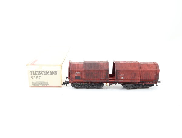 Fleischmann H0 5387 Güterwagen Teleskophaubenwagen mit Coils 001-7 DB /patiniert
