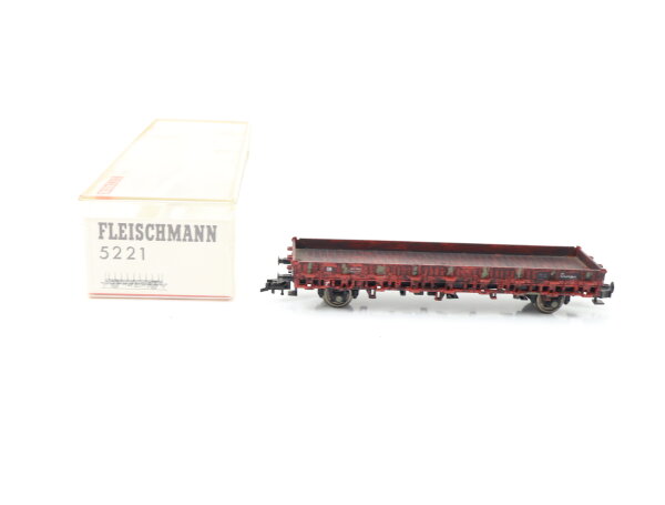 Fleischmann H0 5221 offener Güterwagen Rungenwagen 431 256 DB / OVP patiniert