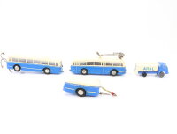 Eheim u.a. H0 Modellauto Bus Trolleybus 3-tlg. weiß-blau mit zus. Tankwagen ARAL
