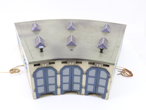 Märklin H0 7028 411 B Gebäude Ringlokschuppen 3-ständig blau / Blech Licht