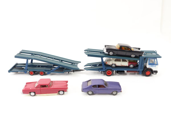 Herpa H0 906440 Modellauto LKW Autotransporter Mercedes MB "Egerland" blau 1:87