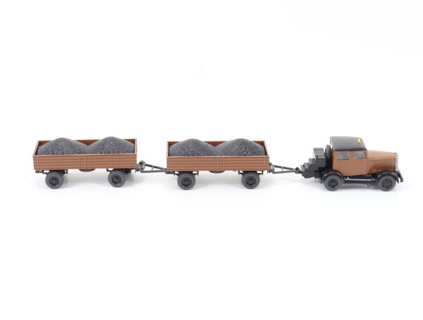 Wiking H0 850/3 Modellauto LKW Hängerzug Hanomag ST 100 mit 2 Anhänger 1:87