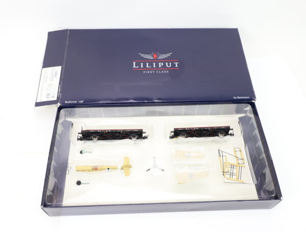 Liliput H0 L240043 Güterwagen Flugzeug-Transportset Flachwagen und ME 109E /NEM