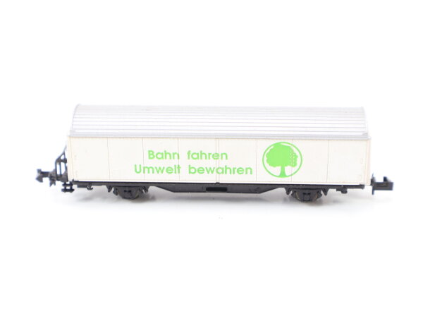 Roco Spur N Güterwagen Tonnendach Werbewagen "Bahn fahren Umwelt bewahren"