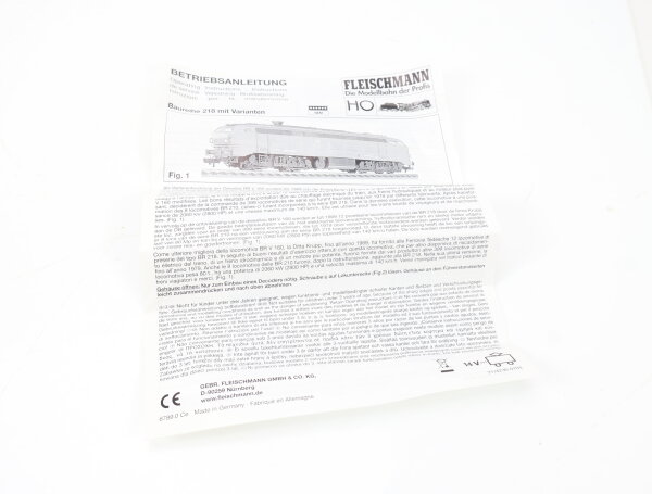 E1641 Fleischmann H0 Betriebsanleitung für Diesellok Baureihe 218 mit Varianten
