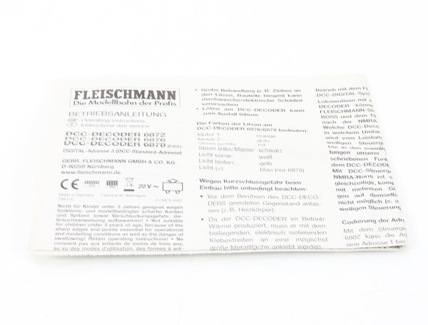 E1641 Fleischmann H0 Betriebsanleitung für DCC-Decoder 6872 6876 6878