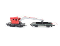 Minitrix Spur N 13590 Güterwagen-Set Kranwagen Krupp-Adelt mit Schutzwagen DB