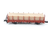 Arnold Spur N 4478 Güterwagen Rungenwagen mit Bremserbühne Holz-Ladung 430052 DB