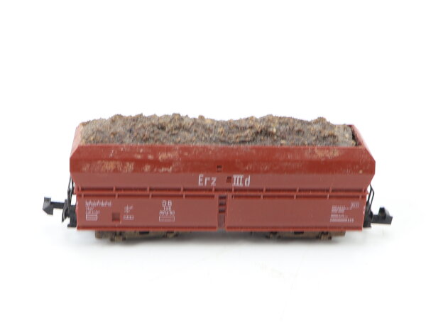 Minitrix Spur N 3286 Güterwagen Selbstentladewagen mit ERZ-Ladung  patiniert DB