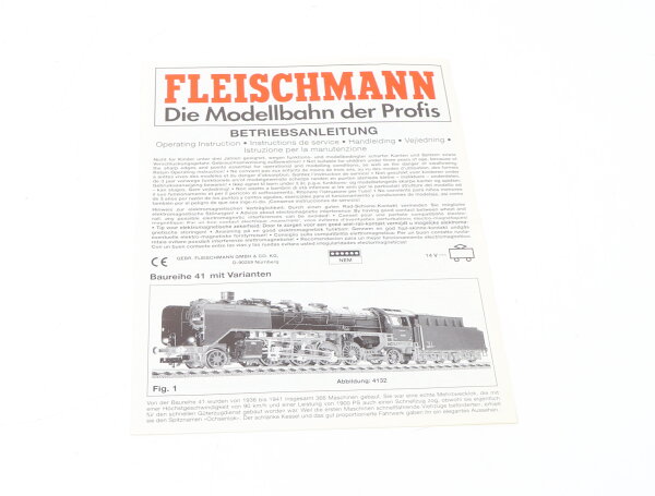 E1641 Fleischmann H0 Betriebsanleitung für Dampflok BR 41 mit Varianten