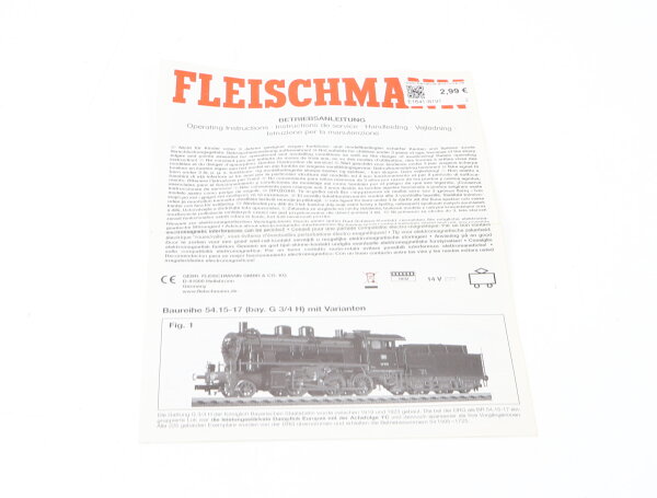 E1641 Fleischmann H0 Betriebsanleitung für Dampflok BR 54 G3/4 H mit Varianten