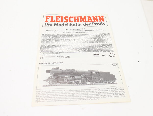 E1641 Fleischmann H0 Betriebsanleitung für Dampflok BR 22 mit Varianten