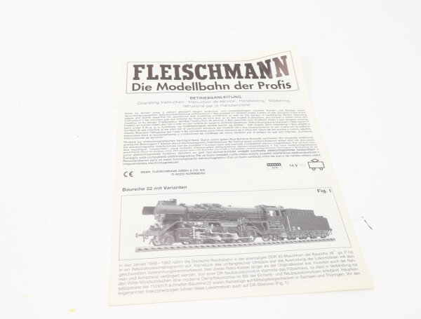 E1641 Fleischmann H0 Betriebsanleitung für Dampflok BR 22 mit Varianten