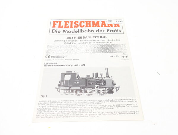 E1641 Fleischmann H0 Betriebsanleitung für Dampflok 1010 1822 AC Ausführung