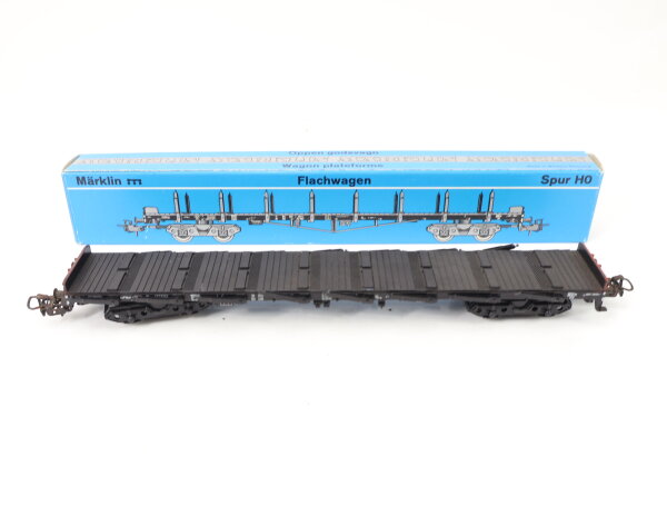 Märklin H0 4663 Güterwagen Flachwagen Rungenwagen schwarz 390 3 357-2 DB / OVP