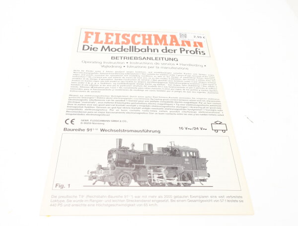 E1641 Fleischmann H0 Betriebsanleitung für Dampflok Baureihe 91 AC Ausführung