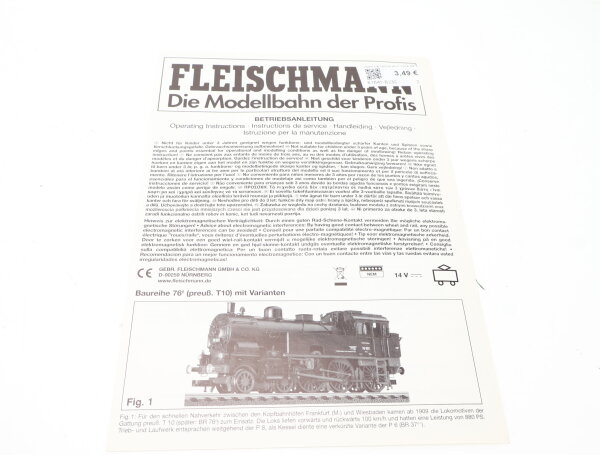 E1641 Fleischmann H0 Betriebsanleitung für Dampflok BR 76 T 10 mit Varianten