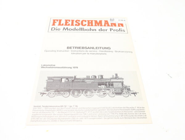 E1641 Fleischmann H0 Betriebsanleitung für Dampflok BR 78 AC Ausführung 1078