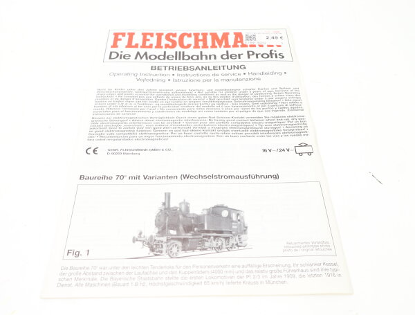 E1641 Fleischmann H0 Betriebsanleitung für Dampflok BR 70 AC Ausführung