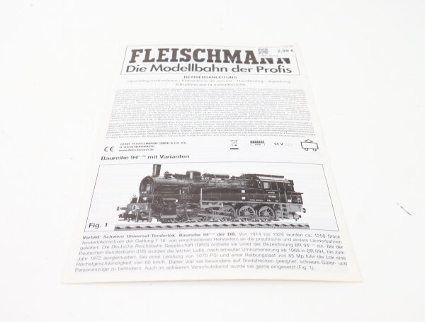 E1641 Fleischmann H0 Betriebsanleitung für Dampflok BR 94 mit Varianten