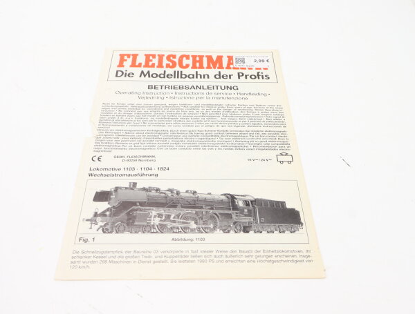 E1641 Fleischmann H0 Betriebsanleitung für Dampflok BR 03 AC Ausführung 1103