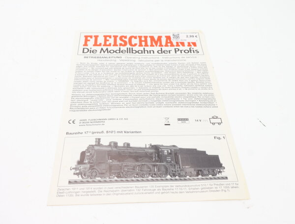 E1641 Fleischmann H0 Betriebsanleitung für Dampflok BR 17 mit Varianten