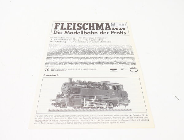 E1641 Fleischmann H0 Betriebsanleitung für Dampflok Baureihe BR 81