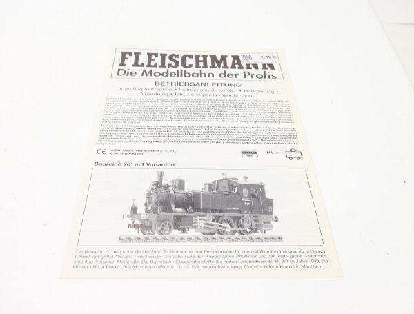 E1641 Fleischmann H0 Betriebsanleitung für Dampflok Baureihe BR 70 mit Varianten