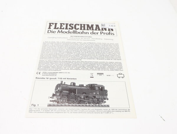 E1641 Fleischmann H0 Betriebsanleitung für Dampflok Baureihe BR 76 mit Varianten