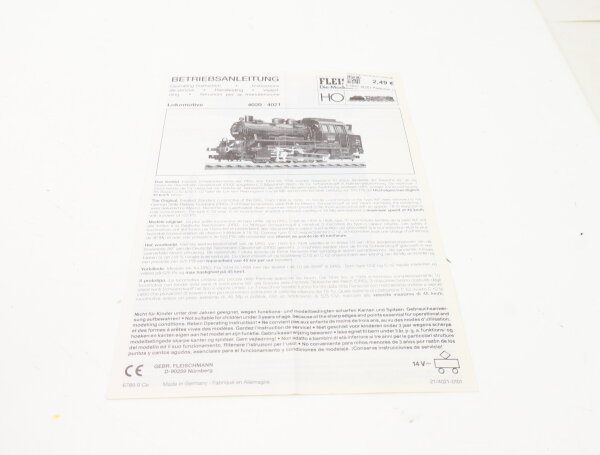 E1641 Fleischmann H0 Betriebsanleitung für Dampflok BR 89 4020 4021