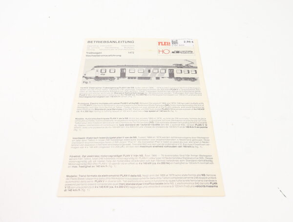 E1641 Fleischmann H0 Betriebsanleitung für Triebwagen 1472 AC Ausführung