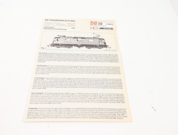 E1641 Fleischmann H0 Betriebsanleitung für Elektrolok 1343 AC Ausführung