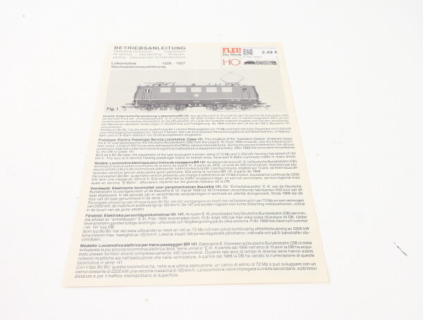 E1641 Fleischmann H0 Betriebsanleitung für Elektrolok 1326 1327 AC Ausführung