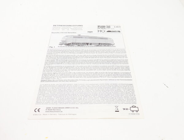 E1641 Fleischmann H0 Betriebsanleitung für Diesellok BR 218 mit Varianten