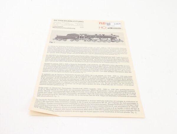 E1641 Fleischmann H0 Betriebsanleitung für Dampflok 1179 AC Ausführung